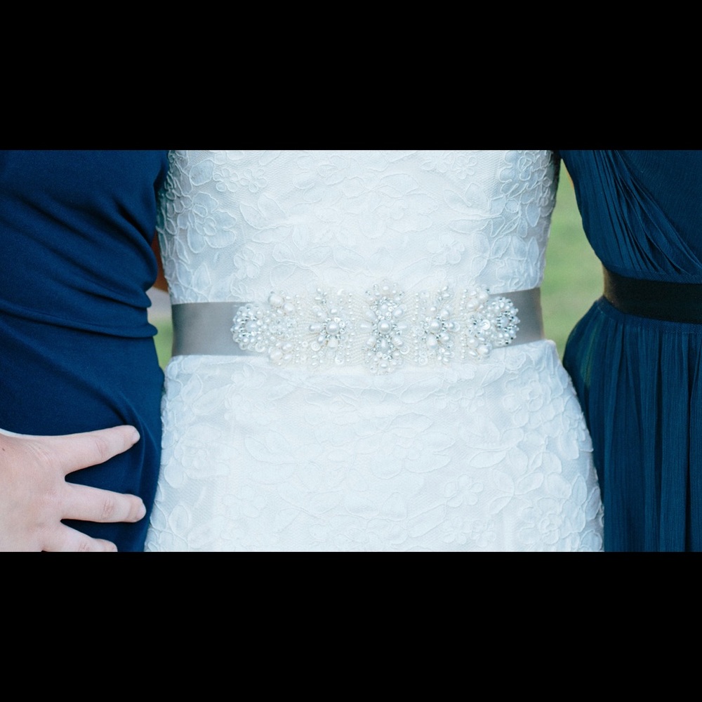 Lazaro crystal and pearl beaded belt